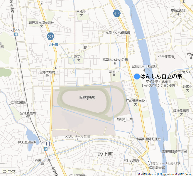「はんしん自立の家」の場所をお知らせします。  兵庫県宝塚市美幸