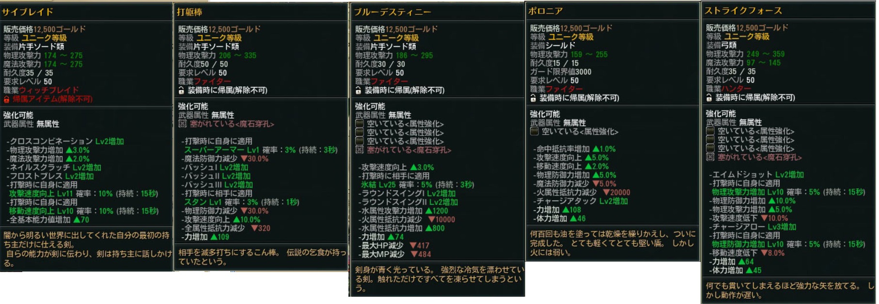 ユニーク武器一覧
