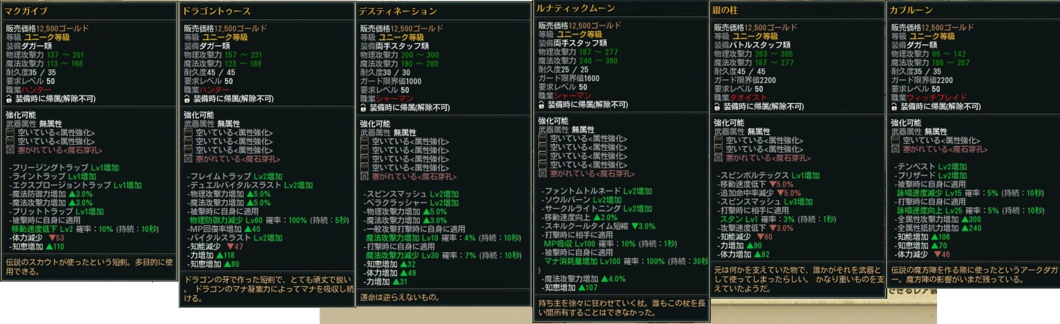 ユニーク武器一覧
