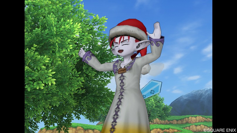 わーい  さそうおどり という感じに裁縫服をもらって大喜びしなが