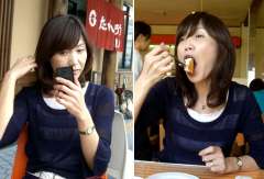 ケーキを食べる「美咲」さん。