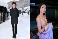 雪景色の中で「きよら」さん。