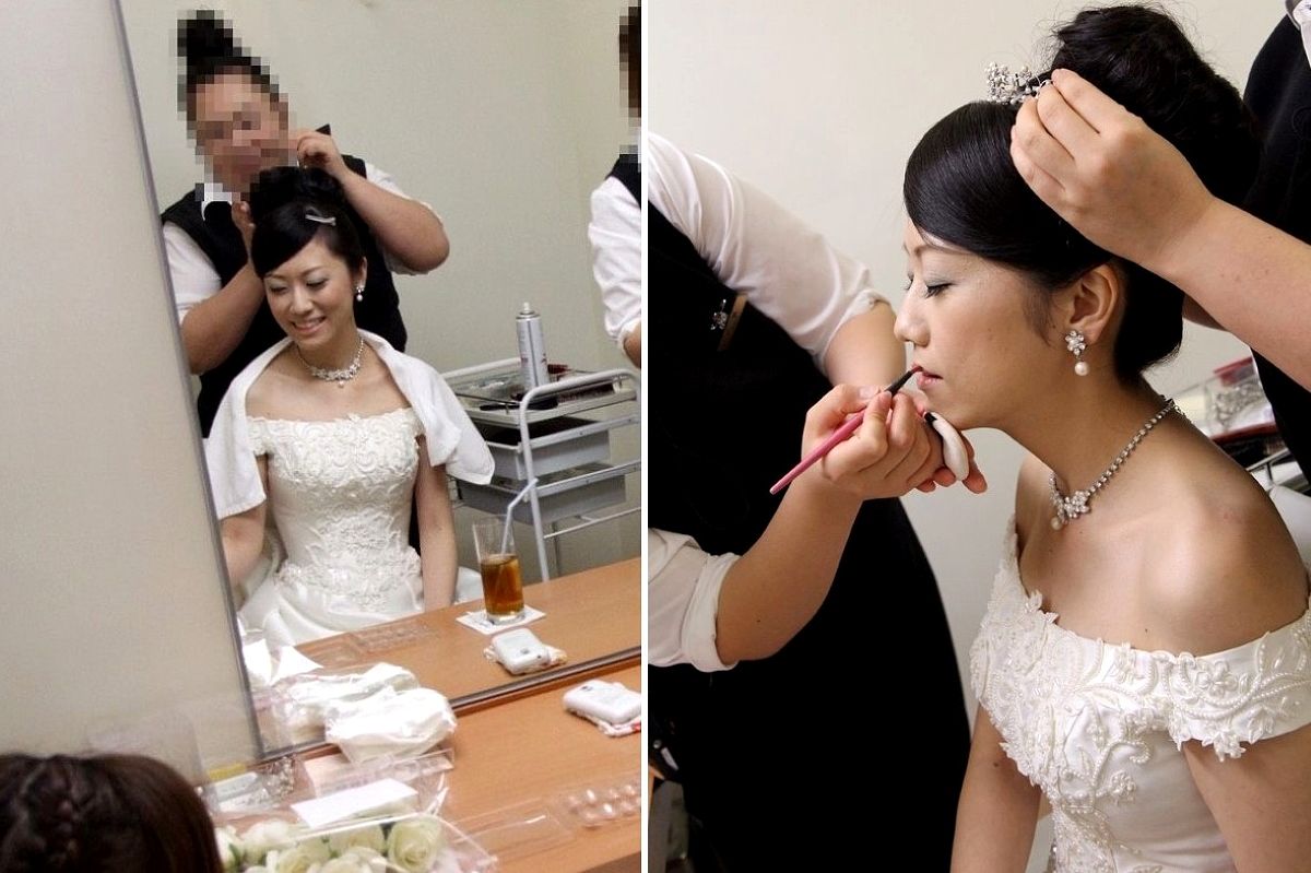 熟さんコメントありがとう。 メイクをしてもらう「けいこ」さん。