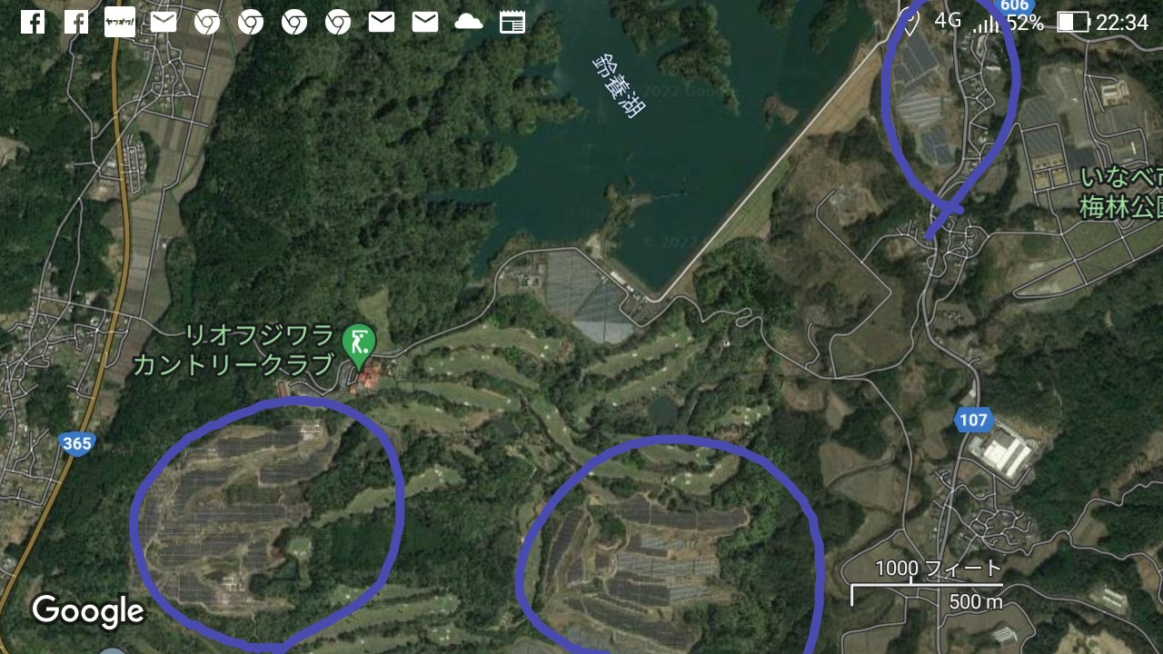 鈴養湖を眺めれそうなルートですね。見たことない。 ゴルフコースが