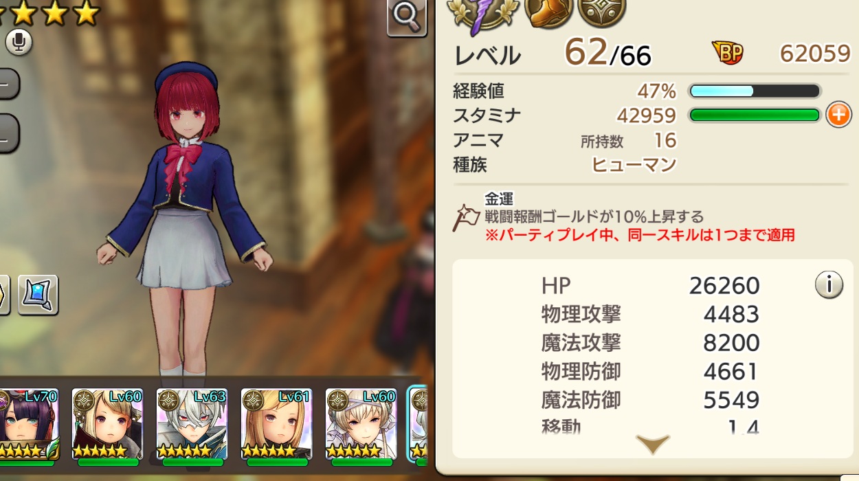 　キャラストの自キャラで、LV70のミサクラを抜き、1位になった