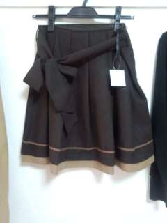 茶色の二色スカート