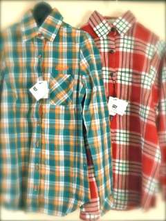 △チェックシャツ緑×白×オレンジ ￥7140-(size:1) 