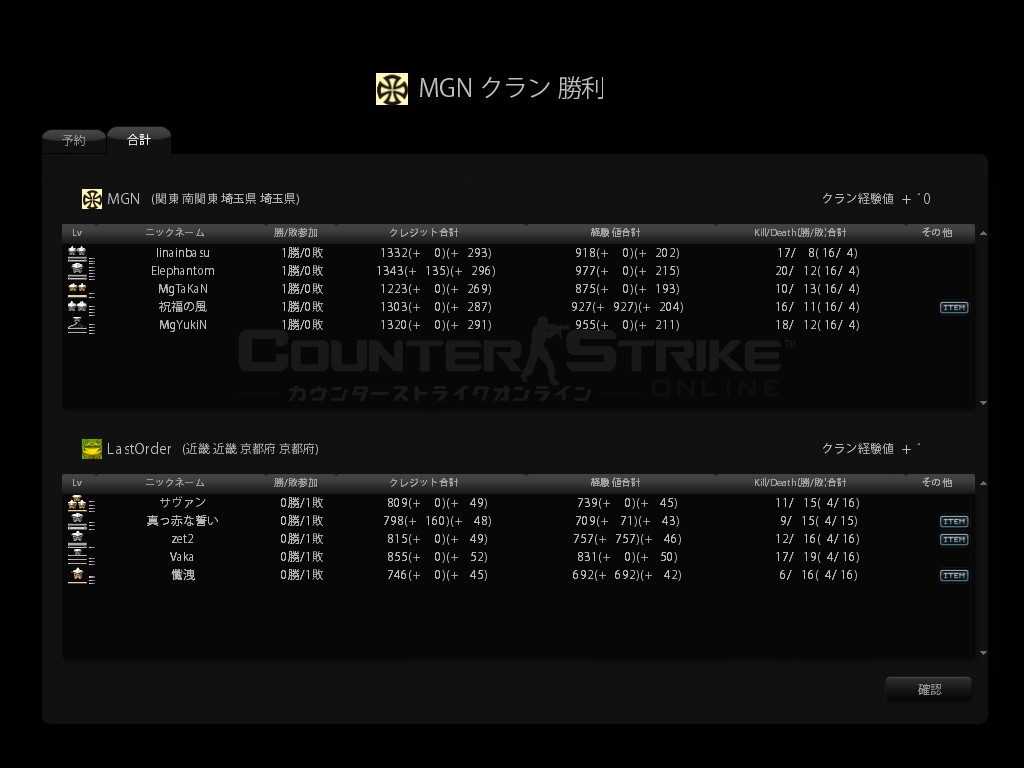 【対戦クラン名】MGN 【勝敗結果】Lose 【マップ】de_d