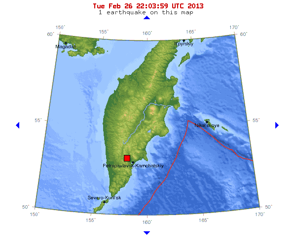 ＵＳＧＳ、6時43分49秒　Ｍ５．４　カムチャッカ半島南東部沿岸