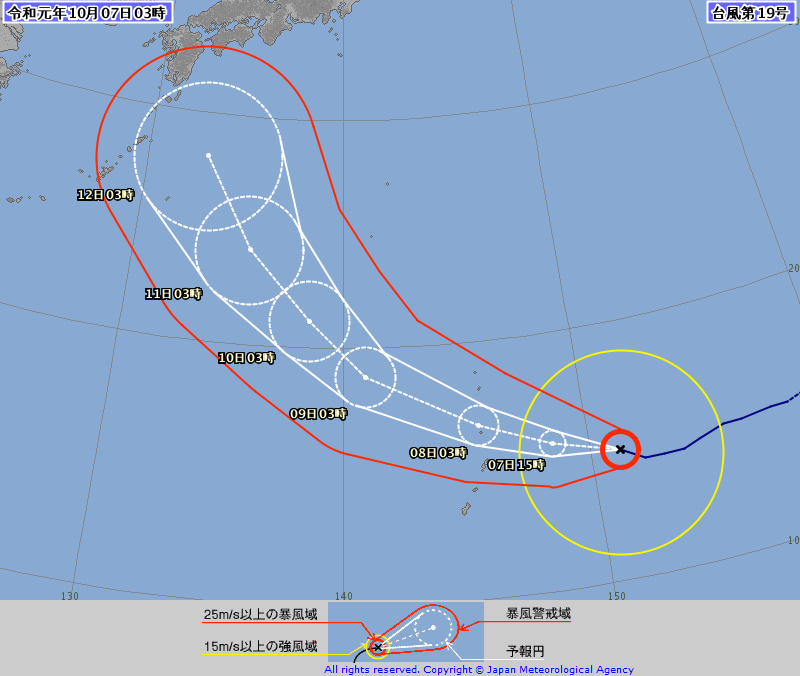 台風１９号情報、https://www.jma.go.jp/jp