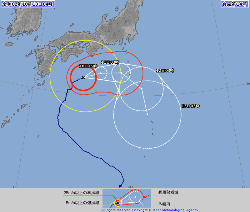 ３時の台風１４号予想進路、 台風１４号情報、https://ww