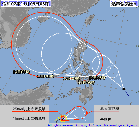 ３時、南シナ海で台風２１号が発生、 https://www.jm