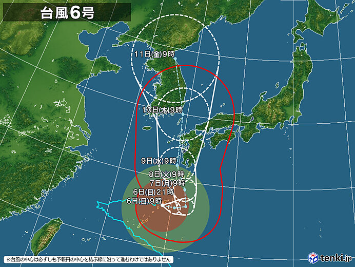 台風６号情報、 https://tenki.jp/bousai/