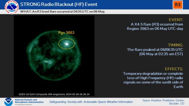 14時54分、太陽北東３６６３黒点群でＸ４．５大規模フレアが発生