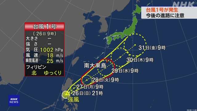 フィリピンで熱帯低気圧が発達し台風号が発生（２日遅く）、 htt