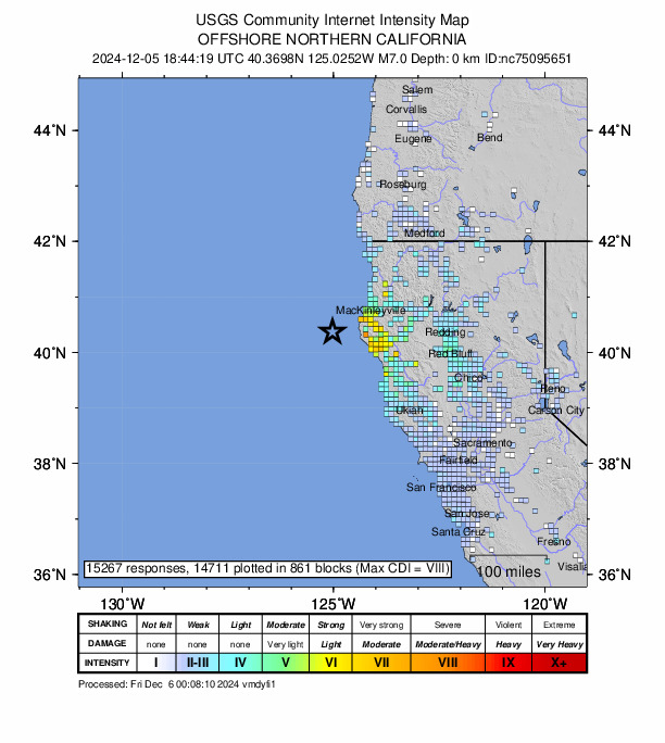 ＵＳＧＳ、3時44分21秒　Ｍ７．３→Ｍ７．０　米国カリフォルニ