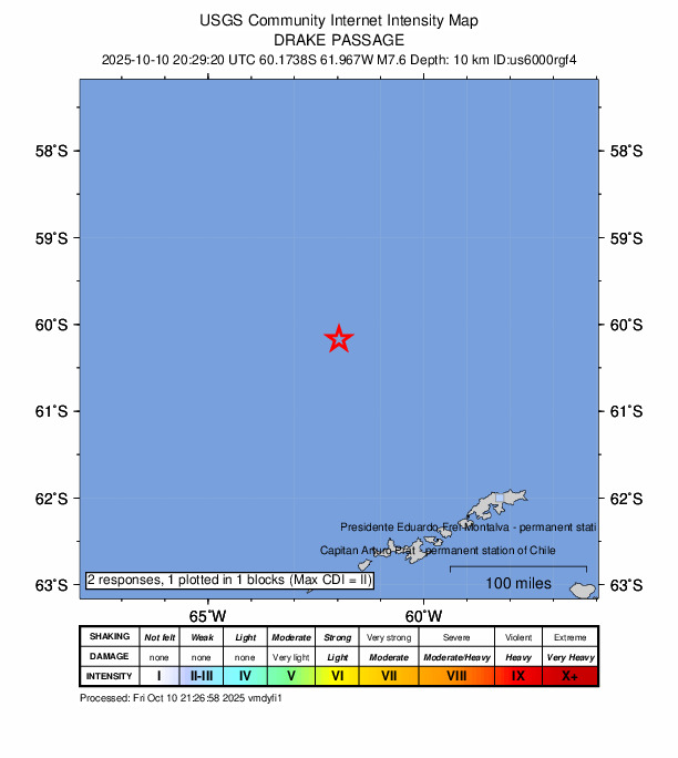 ＵＳＧＳ、5時29分20秒　Ｍ７．８→Ｍ７．６　南米沖ドレイク海