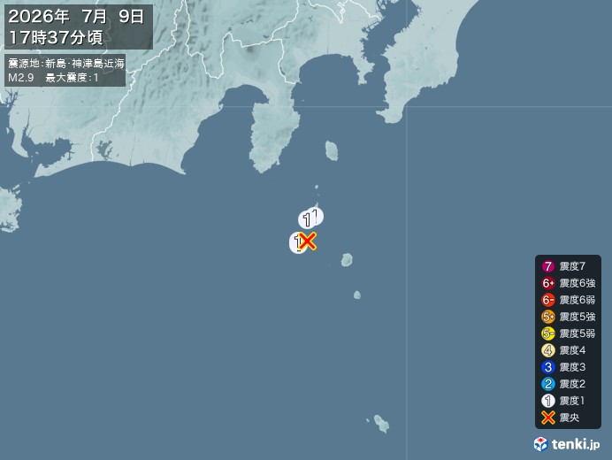新島。神津島近海地震、 https://earthquake.t