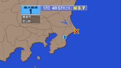 2時59分ごろ、Ｍ３．５　宮城県沖 北緯38.0度　東経141.