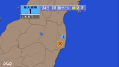 7時36分ごろ、Ｍ２．７　福島県浜通り（福島第一原発近郊） 北緯