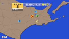 23時1分ごろ、Ｍ４．０　北海道釧路地方中南部 北緯43.5度　