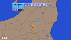 10時30分ごろ、Ｍ２．７　栃木県南部 北緯36.6度　東経13