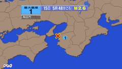 5時48分ごろ、Ｍ２．６　紀伊水道 北緯34.2度　東経135.