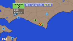 5時32分ごろ、Ｍ４．２　北海道日高地方東部 北緯42.2度　東