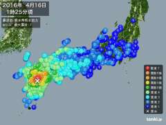 熊本地震（熊本県熊本地方・阿蘇地方、大分県西部・中部地震）の推移