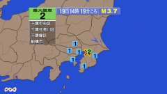 14時19分ごろ、Ｍ３．７　千葉県北西部 北緯35.6度　東経1