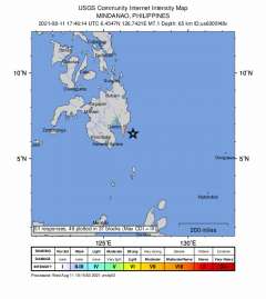 ＵＳＧＳ、2時46分14秒　Ｍ７．２→Ｍ７．１　フィリピンミンダ