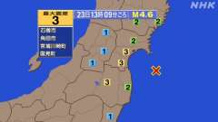 福島県沖、20時11分まで、震度３が２回、震度１が２回発生、 h