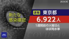 １２日火曜日（検査日月曜日）の東京都コビット１９新規感染者は６，
