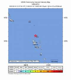 ＵＳＧＳ、１６日21時47分40秒　Ｍ６．５　バヌアツ地域 南緯