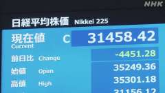 東京株式日経平均株価、一時４，２００円以上の下落（３万１．７００