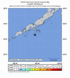 ＵＳＧＳ、5時37分39秒、Ｍ７．３　アラスカ州アリューシャン列