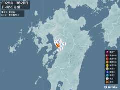 15時52分ごろ、Ｍ３．０　有明海 北緯32.8度　東経130.