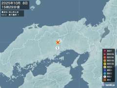 15時29分ごろ、Ｍ３．０　岡山県北部 北緯35.0度　東経13