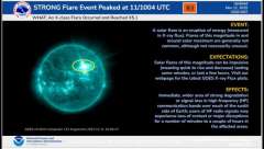 １８時５２分、太陽北西４２７４黒点群で発生したⅩ５．１大規模フレ