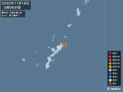 0時6分ごろ、Ｍ２．９　沖縄本島近海 北緯26.8度　東経128