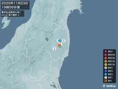 19時9分ごろ、Ｍ３．３　福島県中通り 北緯37.3度　東経14