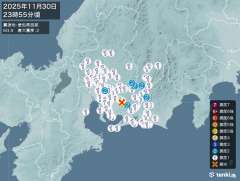 23時55分ごろ、Ｍ３．９　愛知県西部 北緯35.0度　東経13