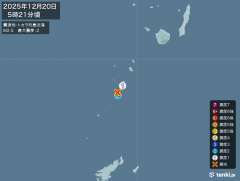 5時21分ごろ、Ｍ２．５　トカラ列島近海 北緯29.5度　東経1