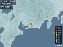 4時2分ごろ、Ｍ２．９　愛知県東部 北緯34.9度　東経137.