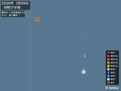 8時7分ごろ、Ｍ４．６　小笠原諸島西方沖 北緯28.2度　東経1
