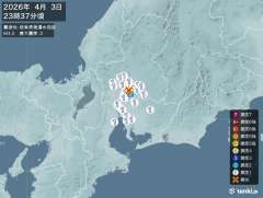 23時37分ごろ、Ｍ３．２　岐阜県美濃中西部 北緯35.4度　東