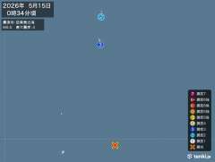 0時34分ごろ、Ｍ６．０　硫黄島近海 北緯24.9度　東経142