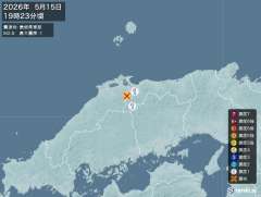 19時23分ごろ、Ｍ２．８　島根県東部 北緯35.3度　東経13