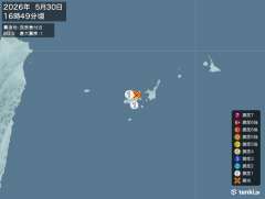 16時49分ごろ、Ｍ３．５　西表島付近 北緯24.4度　東経12