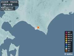 3時4分ごろ、Ｍ２．８　日高地方中部 北緯42.3度　東経142